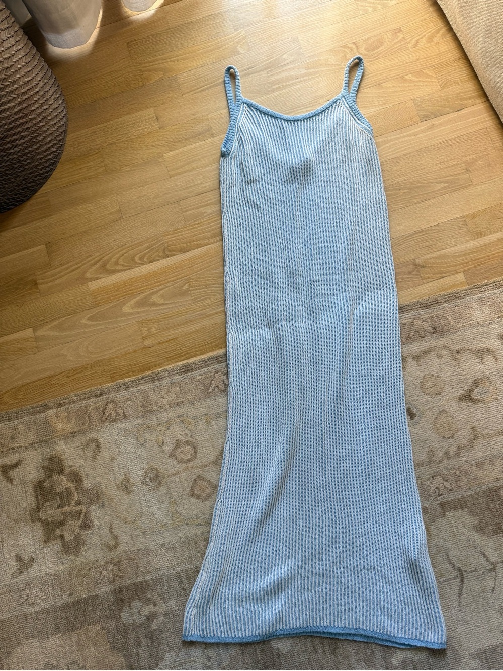 American Vintage Light Blue Ribbed Maxi Knit Dress